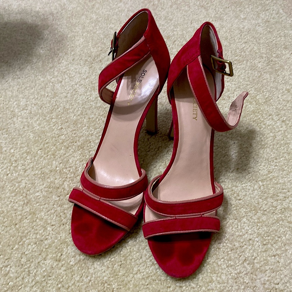Red suede heels- size 9.5